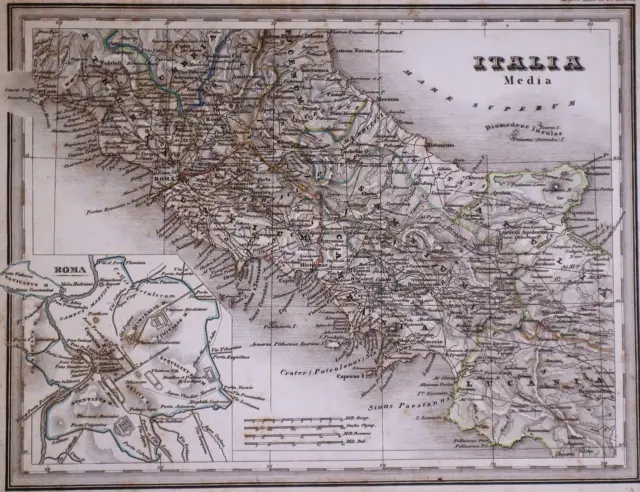 1831 Universal Atlas - Historical Map ~ ITALIA / CENTRAL ITALY ~ (10x12) -#1237