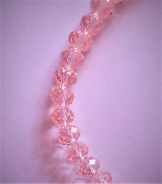 a string of quality PINK faceted glass crystal rondelle beads of  8 & 10 mm