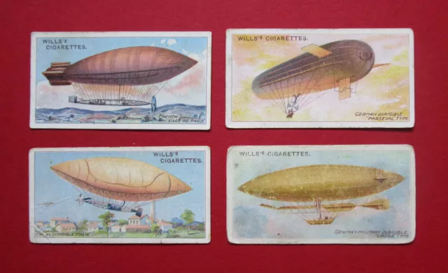 WILLS  4  ANTIQUE  1910  SCARCE CIGARETTE CARDS   AVIATION  No's  14-15-16 & 18