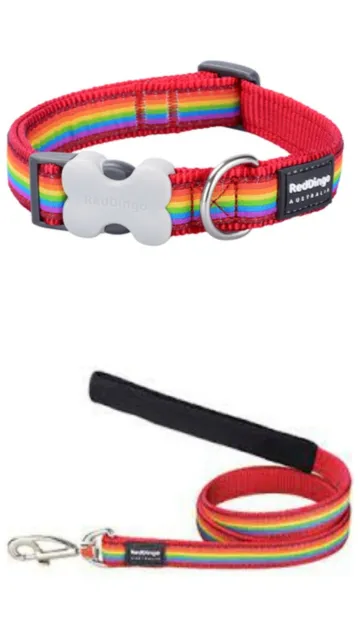 Red Dingo Rainbow dog /puppy collar and leads , sizes XS-LG | collars adjustable