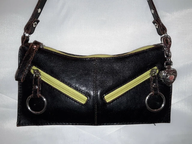 Fashion Express VTG 90's Black Leather Purse Japan Clutch  Betsey Juicy NY BIKER