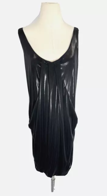 DVF Diane Von Furstenberg Dress Black Liquid Womens Size 8 LBD Lesley Sleeveless