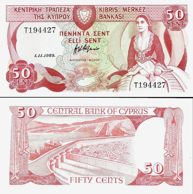 Cyprus 1989 - 50 cents - Pick 52 UNC