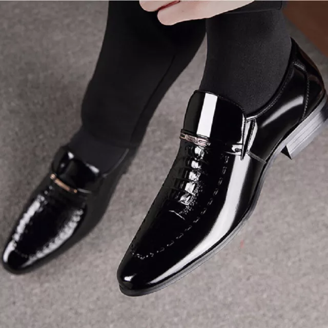 Mens Fashion Faux Leather Oxfords Flats Business Formal Pointed Toe Shoes Work