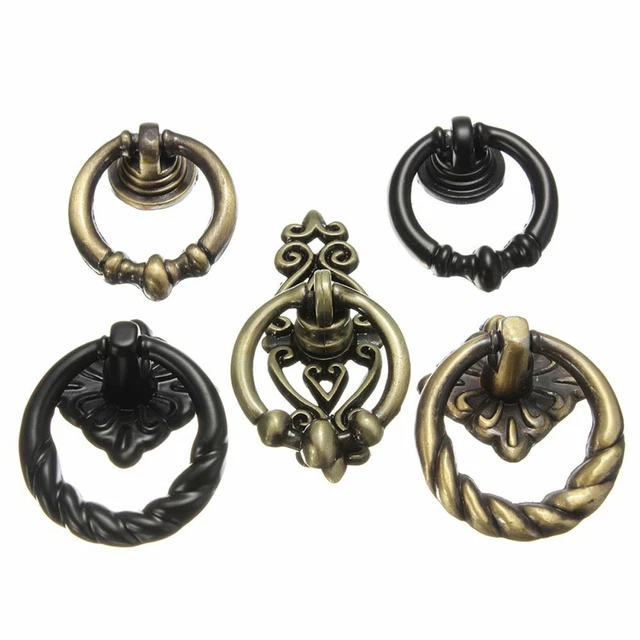 5Type Retro Cabinet Knobs Drawer Dresser Door Bin Cupboard Pull Handle Drop Ring
