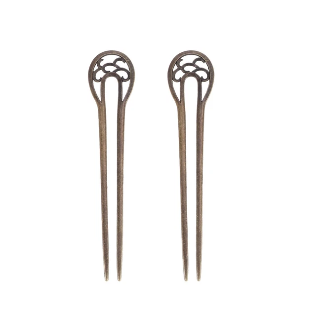 2 Pcs Vintage U-förmiges Haar Haarstäbchen U-Form Haargabel Haarstock Fräulein