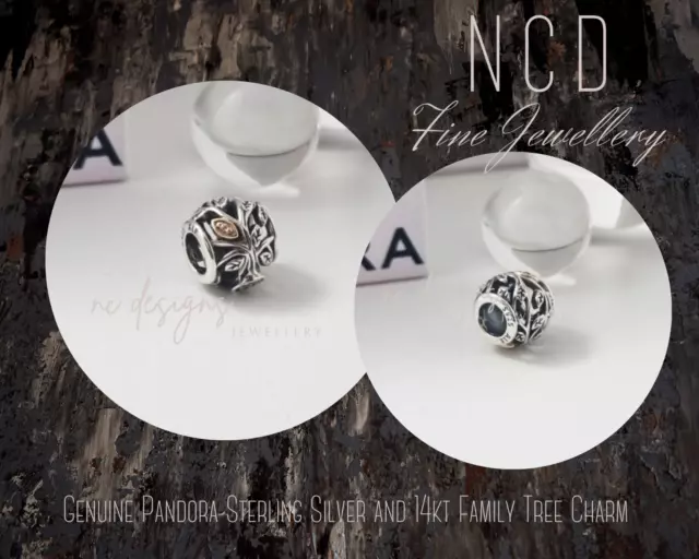 NC Designs Genuine Pandora Sterling Silver and 14kt Family Tree Charm 791205CZ