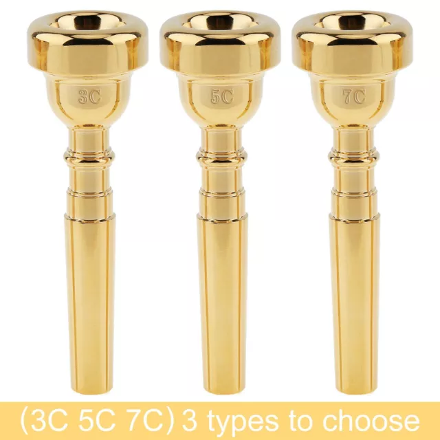 3C 5C 7C Brass Professional Trumpet Mouthpiece for Bach Gold Coated w/ Rich Tone