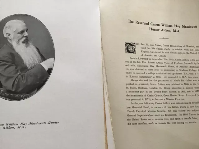NORFOLK Leaders c1907 Druck - Rev William H M H AIKEN - Canon in Norwich