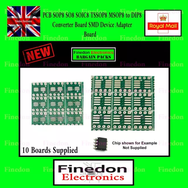 10x PCB SOP8 SO8 SOIC8 TSSOP8 MSOP8 to DIP8 Converter Board SMD Adapter IC