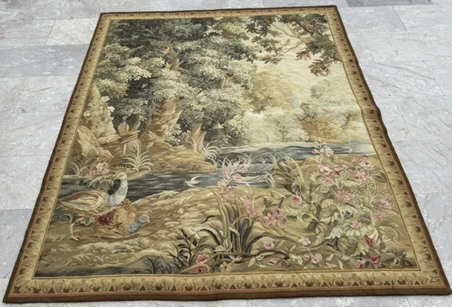 Antique 19th C French Aubusson Hand Woven Wall Hanging Tapestry 165 X 190 Cm