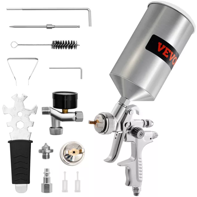 VEVOR HVLP Auto Paint Air Spray Gun Gravity Feed Car Primer 1.3/1.7mm Nozzle