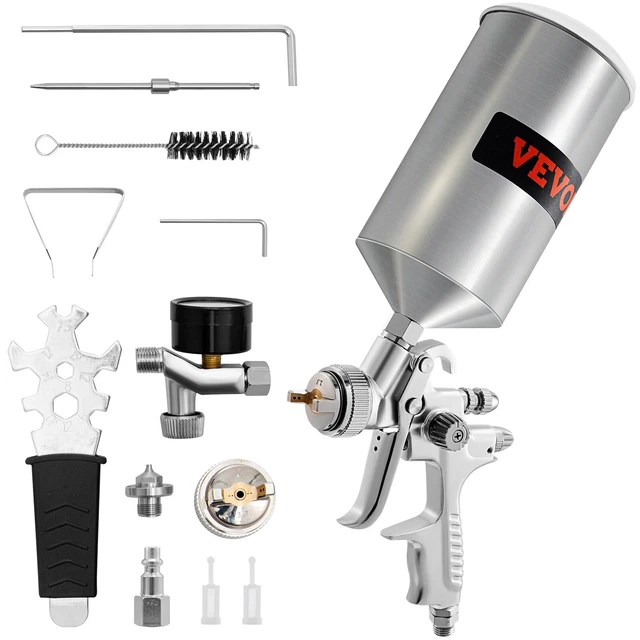 VEVOR HVLP AUTO Paint Air Spray Gun Gravity Feed Car Primer 1.3/1.7mm