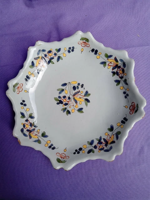 JOLIE JATTE PETIT PLAT DRAGEOIR FAIENCE SINCENY XVIIIe DECOR POLYCHROMME