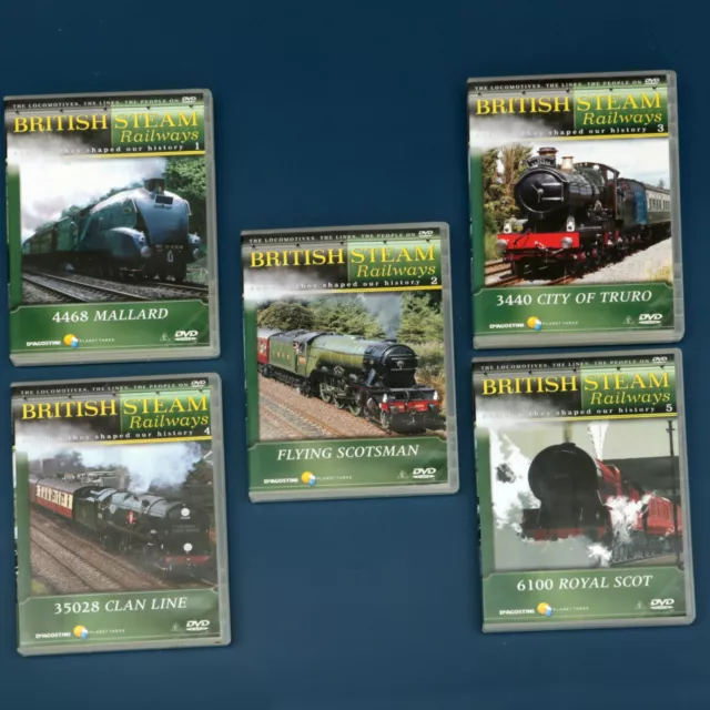 DeAgostini British Steam Railways 1 to 5 DVDs. A Job Lot. Steam Engines.