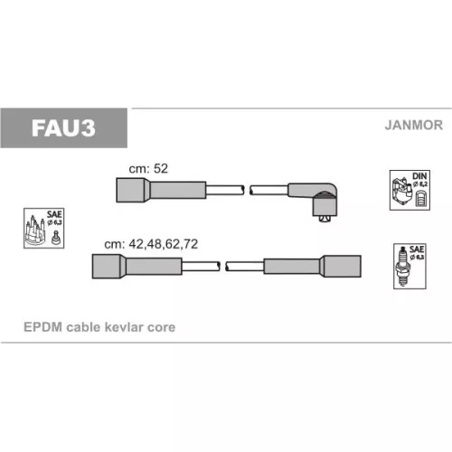 JANMOR Kit de câbles d'allumage pour FIAT FAU3