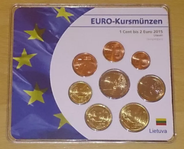 Euro Kursmünzensatz 2015 Litauen * Stempelglanz * Rarität * Komplett Erstausgabe 2