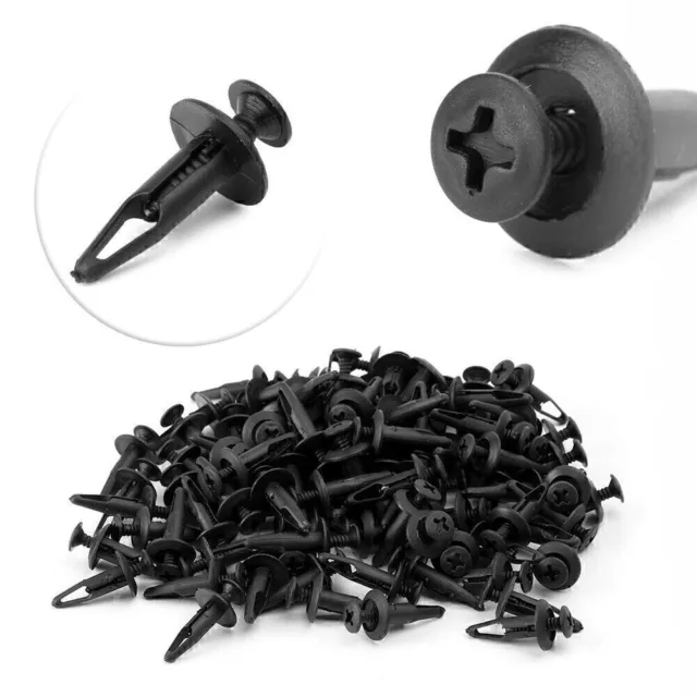 100PCS Car Push Type Rivet Retainer Fastener Bumper Pin Clips For Ford Plastic