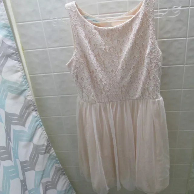 Maurices Party/Cocktail/Bridemaid Peach Champagne Dress Lace Gem Bodice 9/10!