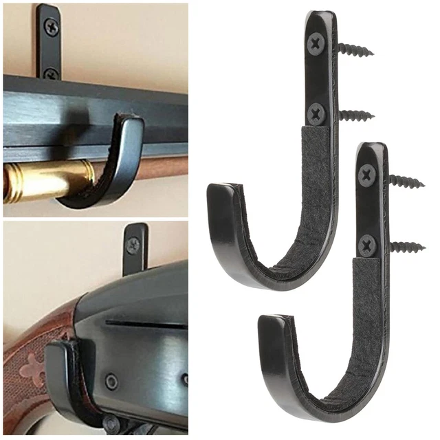 2X GUN RACK Rifle Shotgun Pistol Wall Mount Padded Hooks Hangers