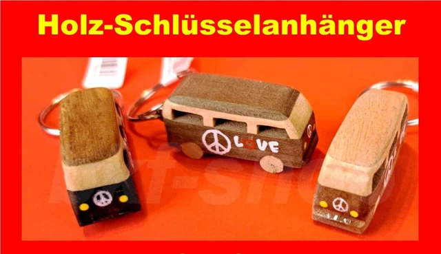 Schlüsselanhänger Holz Bulli Bus Transpoter Peace Love Flower Power 38 Stück