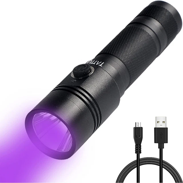 GEARLITE Torcia UV Ricaricabile, Lampada A Luce Nera Con 3