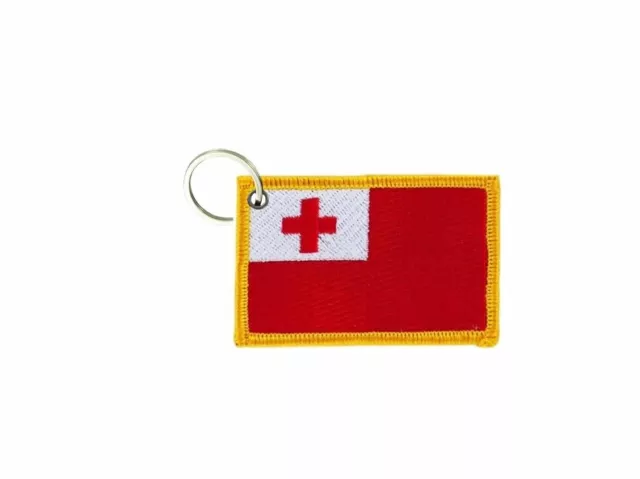 Keychain keyring embroidered embroidery patch double sided flag tonga
