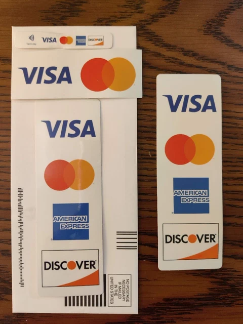 CREDIT CARD LOGO STICKER*2 - Visa, Master, Discover, Amex decal long $1 ...