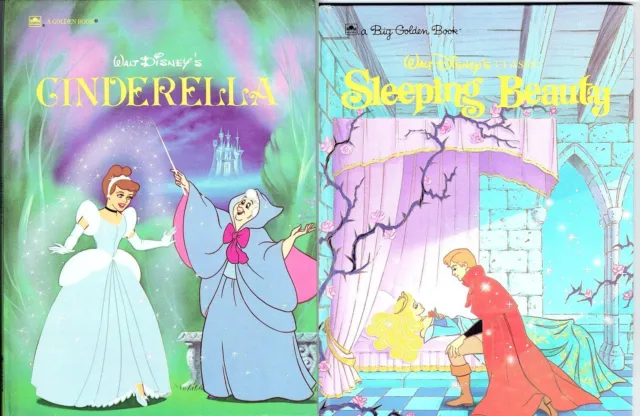 2 Children’s Big Golden Books Walt Disney’s CINDERELLA and SLEEPING BEAUTY
