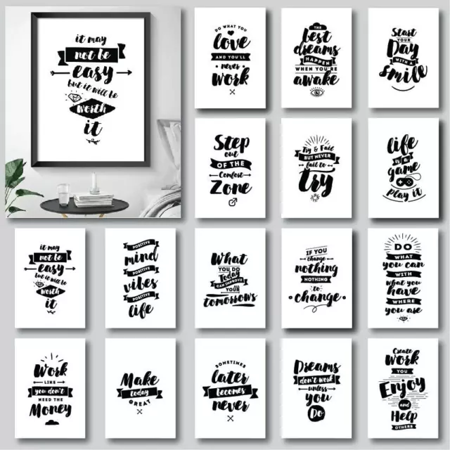 Inspirational Prints, Motivational Posters, Funny Framed Wall Art Quote A3/A4/A5