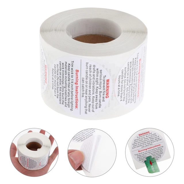 Pegatina de advertencia de velas de papel recubierto pegatina de seguridad de velas