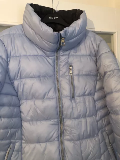 BNWT Ladies Baby Blue Zipped Front Puffer/ Quilted Jacket By Next (Size 22) 2