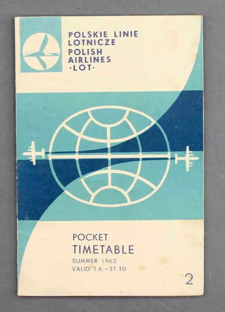 Lot Polish Airlines Pocket Airline Timetable Summer 1962 Route Map