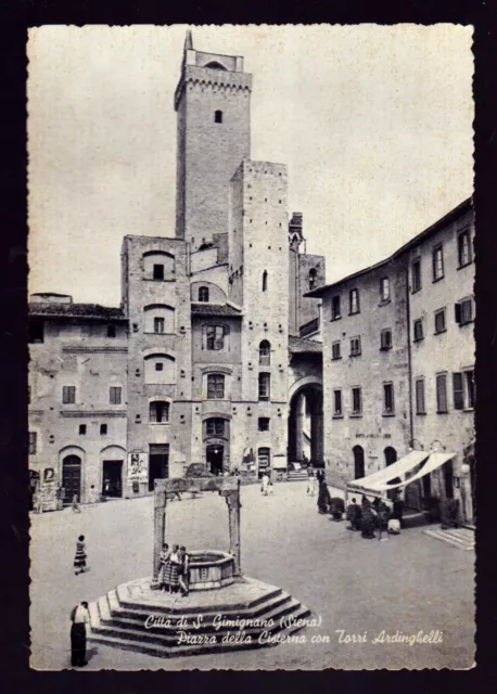 S. Gimignano Siena Cartolina Piazza Della Cisterna Con Torri Ardinghelli Fg Vg