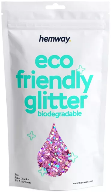 Hemway Eco Friendly Glitter Biodegradable Cosmetic Safe & Craft - 1/8" - 100g