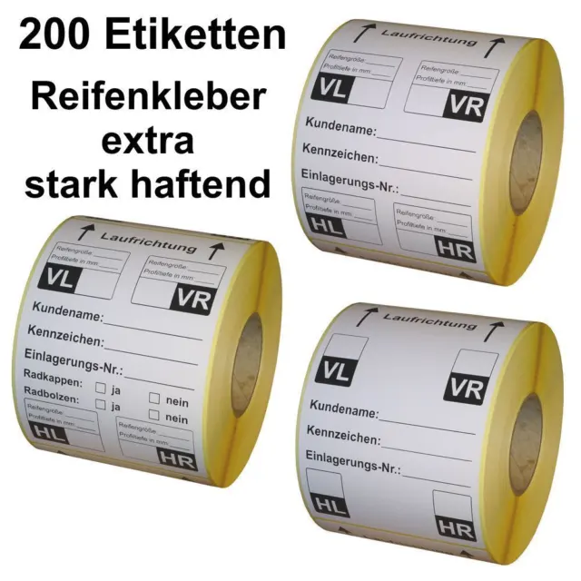 Roue Reifenetiketten pour le Dépôt - Extra Stark Adhérent - 200 Pièce