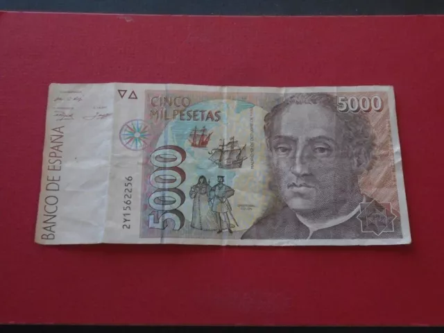 SPAIN 1992 5000 PESETAS CIRCULATED BANKNOTE P-165a.3  (256)