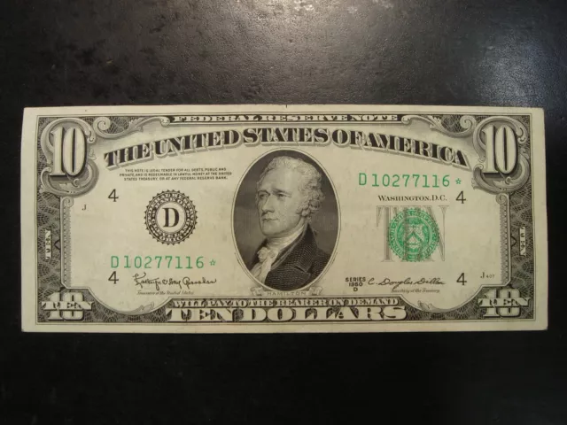1950D $10 Federal Reserve STAR NOTE Green Seal D Cleveland Crisp XF