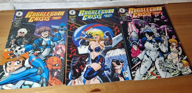 Bubblegum Crisis Grand Mal Complete Dark Horse Comics Series # 1 ,2,4  -1994