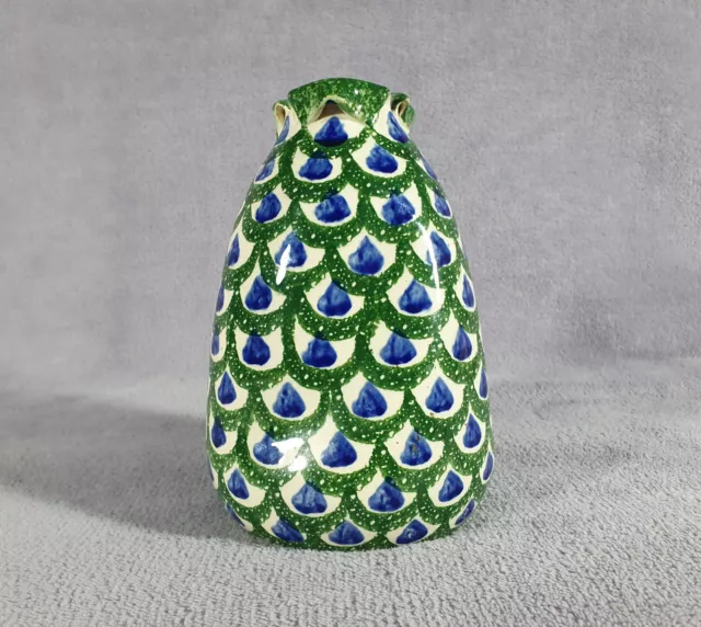 Ancien vase en faïence de Sarreguemines Digoin UC Forme 3353 Décor plume de paon