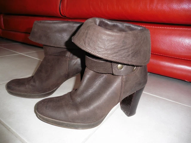 CLARKS bottines talon cuir marron glacé Pointure 38