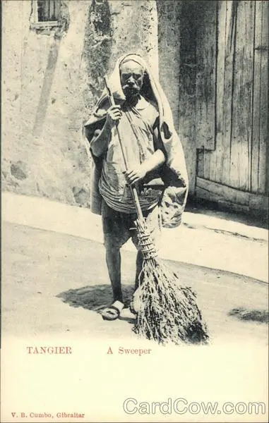 Morocco Tangier A Sweeper V.B. Cumbo Postcard Vintage Post Card