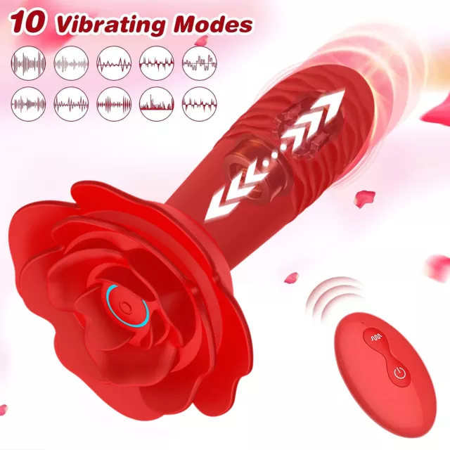 360 Rotating Prostate Massager Telescopic-Anal-Dildo-Vibrating Butt-Plug-RED Toy