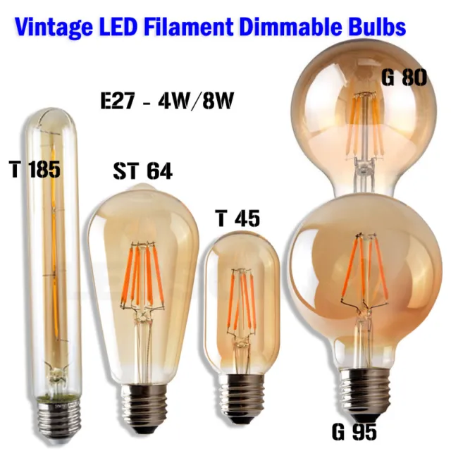Vintage Edison Light Bulb Industrial LED Filament Dimmable Bulb Squirrel Cage A+