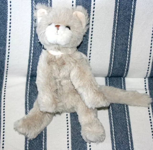 Bukowski Doudou Peluche Chat Beige Creme Echarpe Blanc Yeux Durs 25/39 Cm Kom9