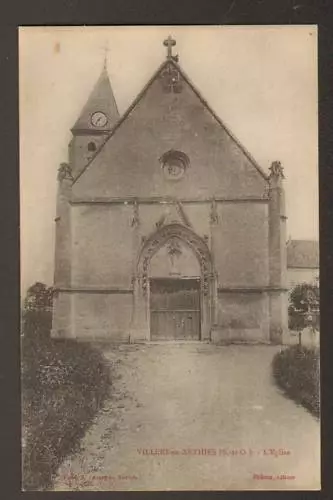 VILLERS-en-ARTHIES (95) EGLISE avec CLOCHER à HORLOGE en 1918