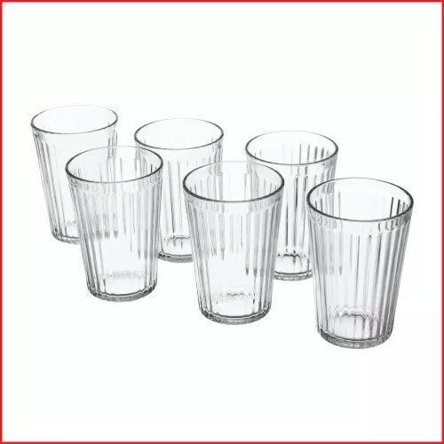 IKEA Vardagen. 6 pack of 31cl drinking glasses / tumblers - Clear Glass