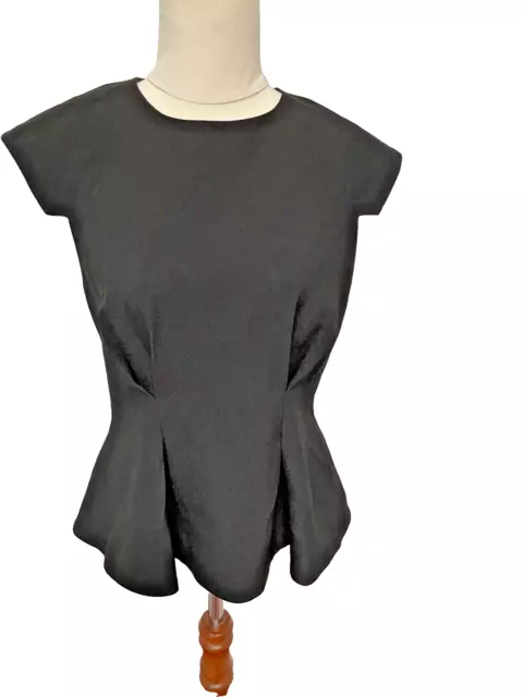 Structured Finders Keeps NWT  Take A Bow Black Sleeveless Top Peplum Size S(T24)