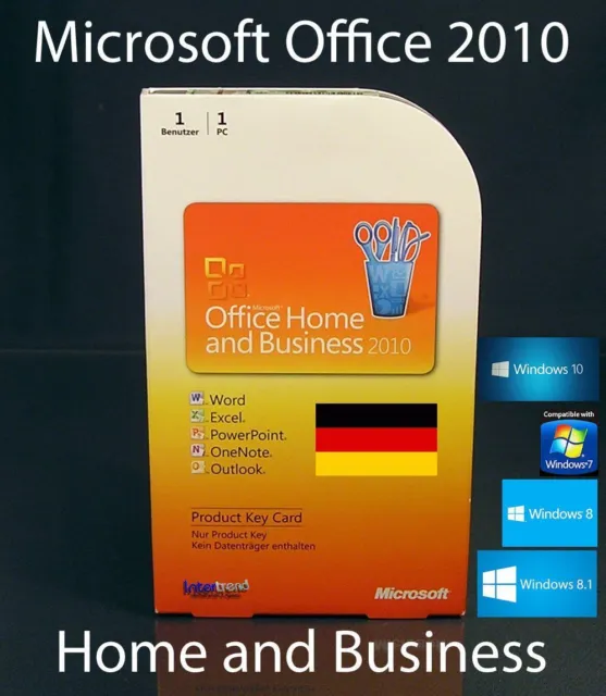 Microsoft Office Famille et Entreprise 2010 boîte version complète PKC 32/64 bits allemand dans son emballage d'origine