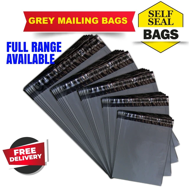 GREY MAILING BAGS Strong Poly Postal Postage Post Mail Self Seal All